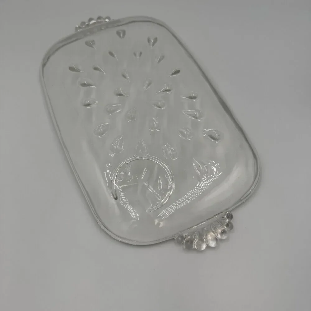 Vintage Hazel Atlas Tear Drop Glass Luncheon Snack Dessert Tray and Cup Set